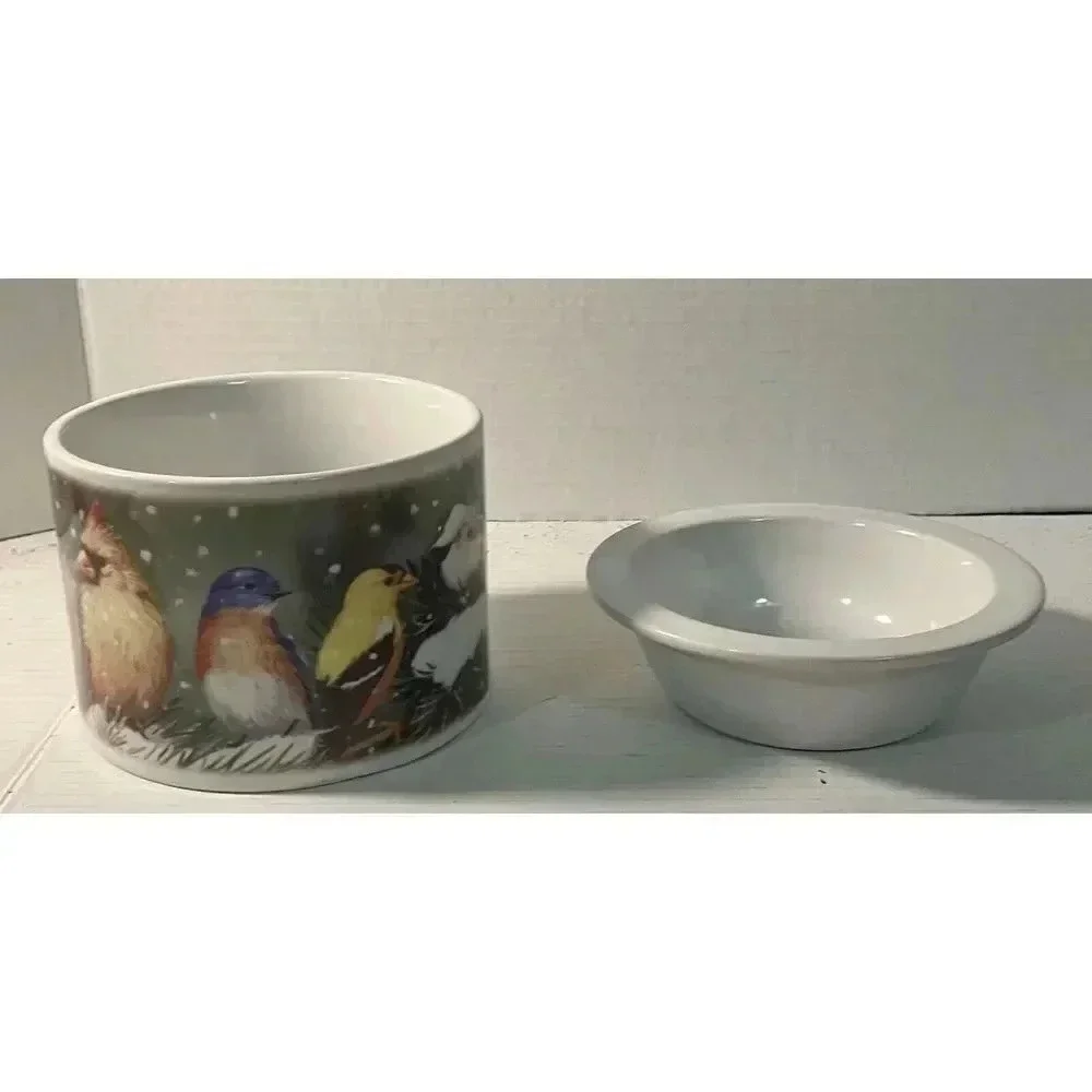 Dip‎ Chiller Winter Birds Base & Dip Bowl 2 pc Ceramic 5.75”W x 4”H